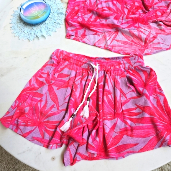 NWT P.J. Salvage Tranquil Palms cami (L) & shorts (M) set in lilac/fuschia - Picture 8 of 14